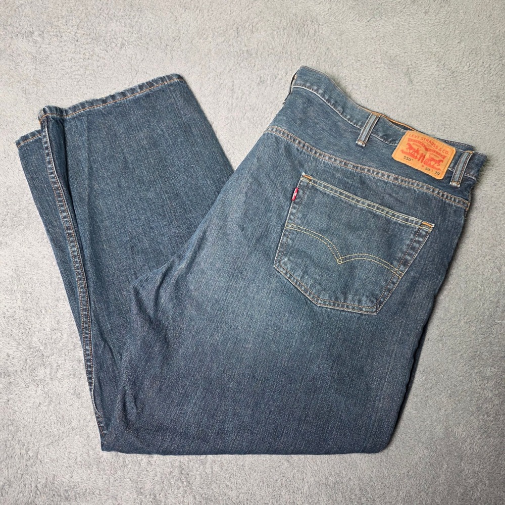 Levi's Mens 50x29 550 Relaxed Fit Jeans Blue Medium Wash Tapered Leg Denim